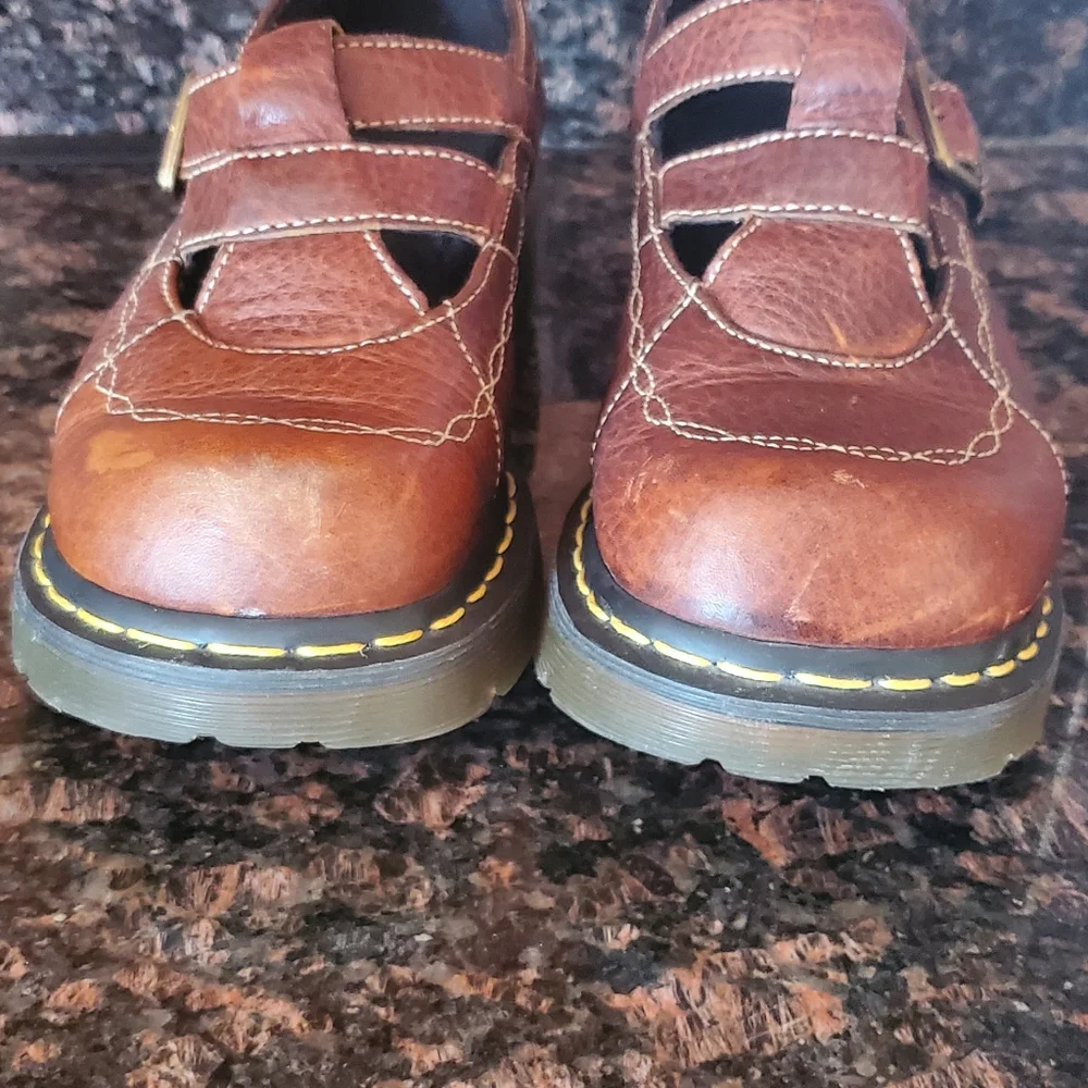 Dr. Martens Brown Leather Mary Jane Shoes - Picture 6 of 11